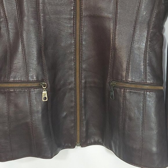 Glenview Y2K Brown Lamb's Sheep's Leather Jacket S Made In Spain - Picture 3 of 9